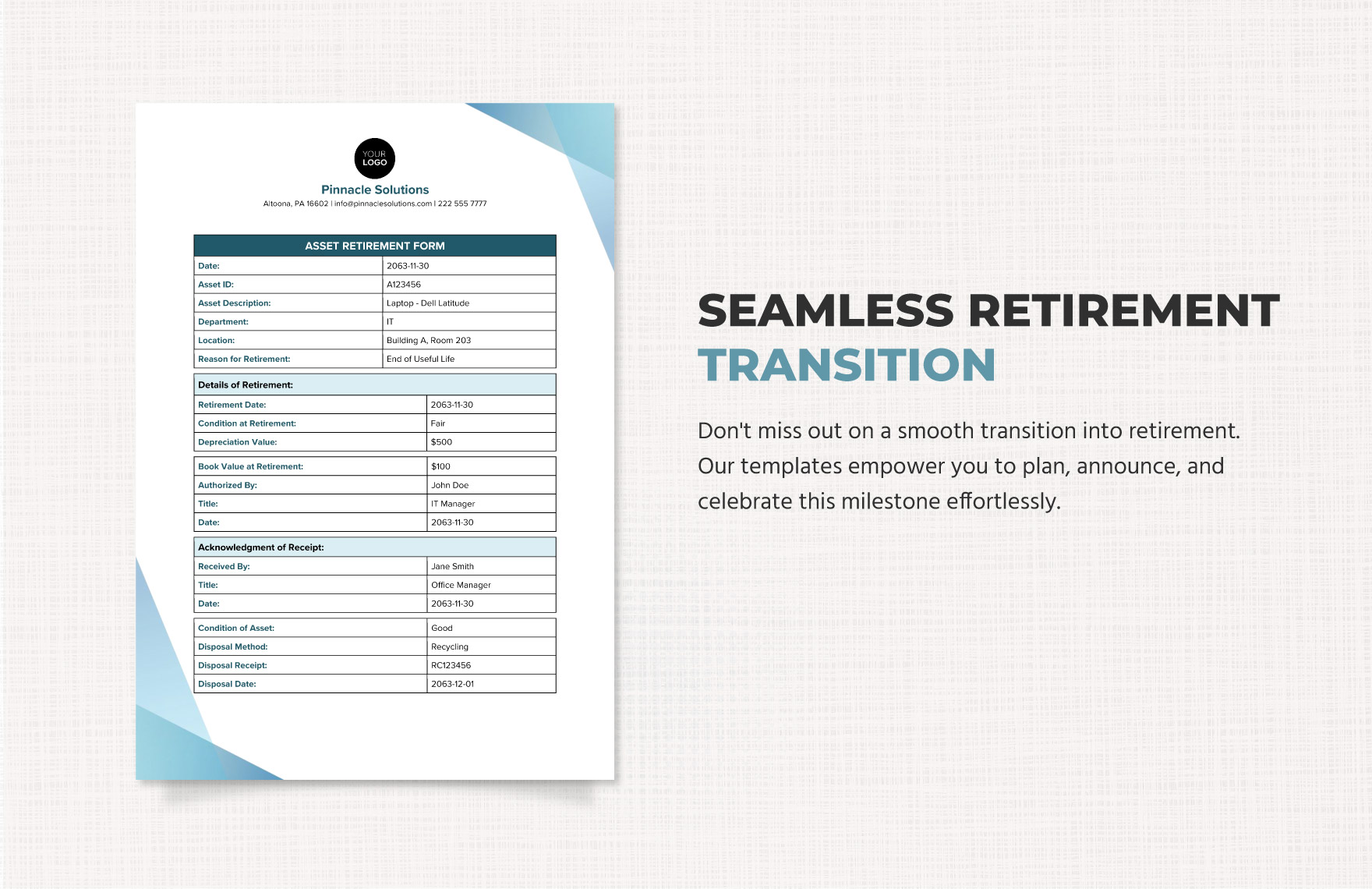 Asset Retirement Form Template