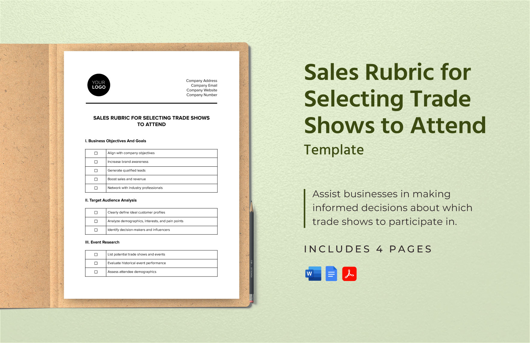 Sales Rubric for Selecting Trade Shows to Attend Template