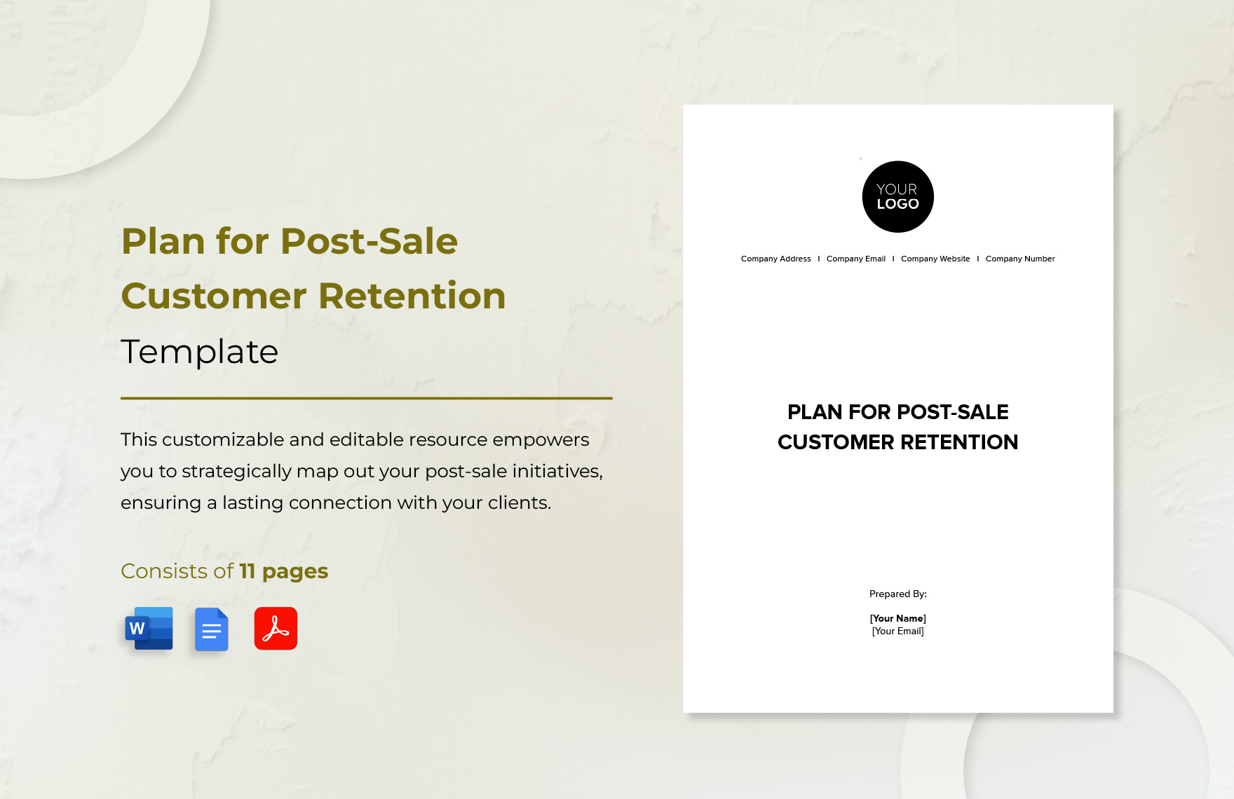 Plan for Post-Sale Customer Retention Template