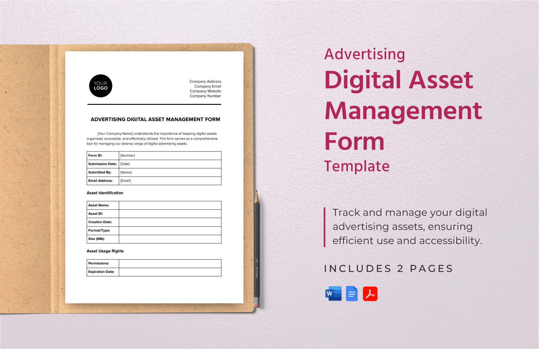 Advertising Digital Asset Management Form Template