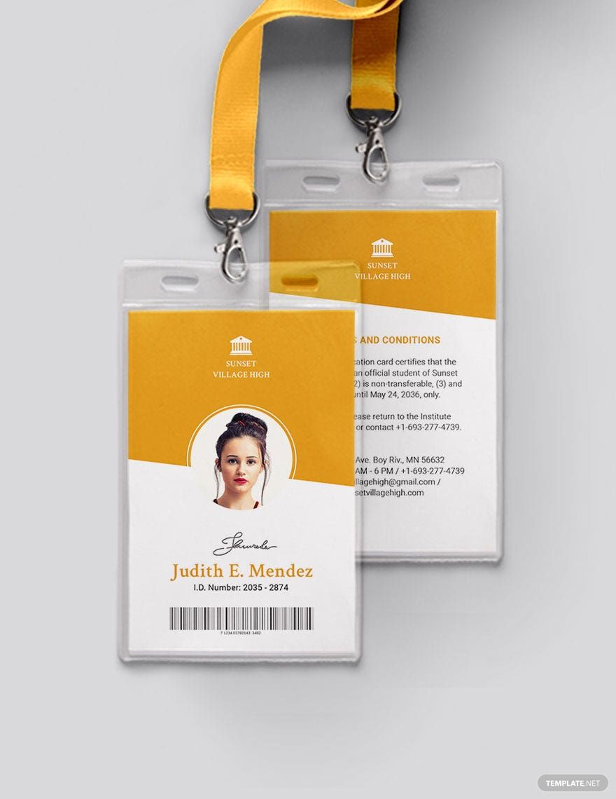 Vertical School ID Card Template