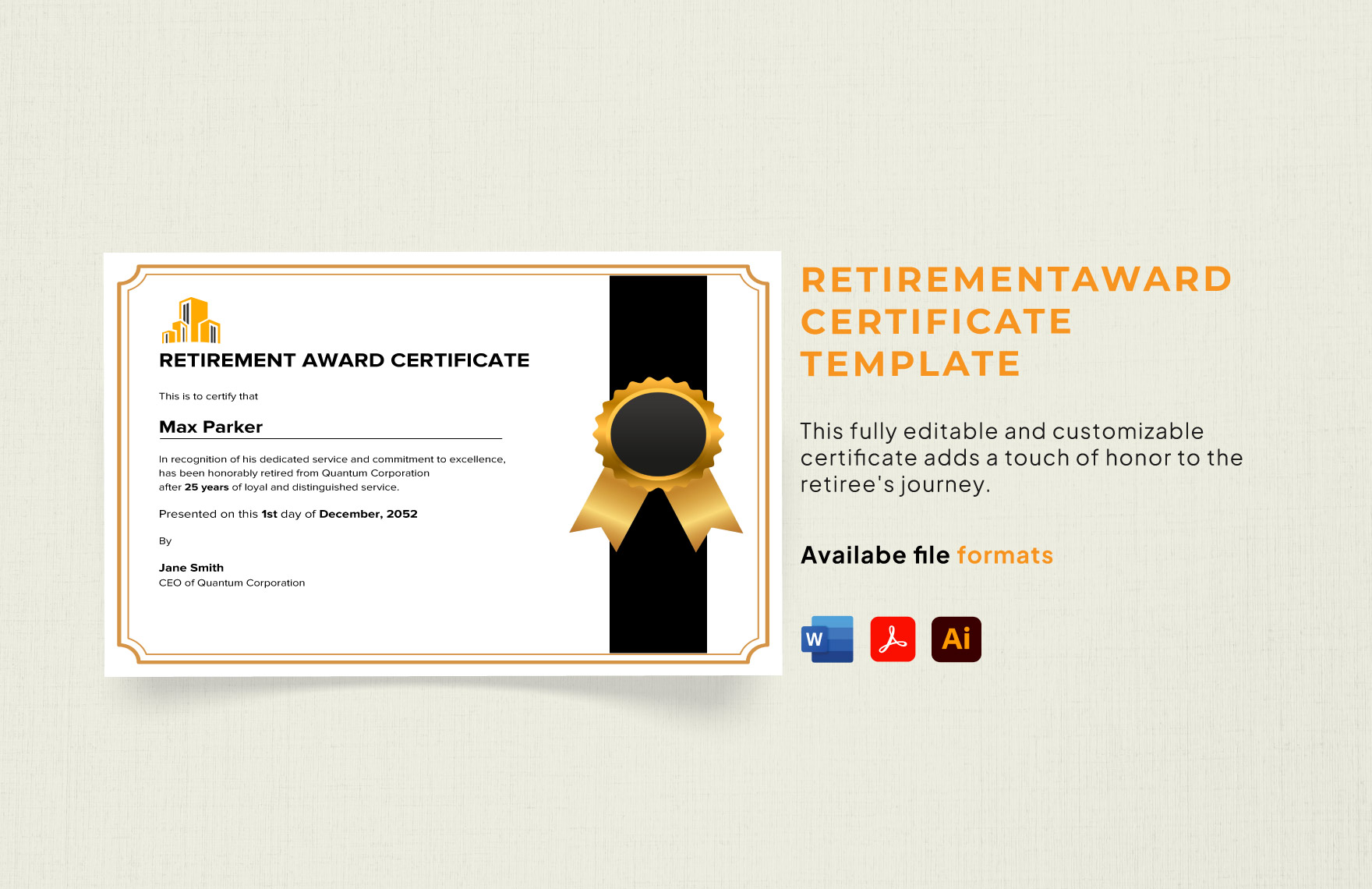 Retirement Award Certificate Template