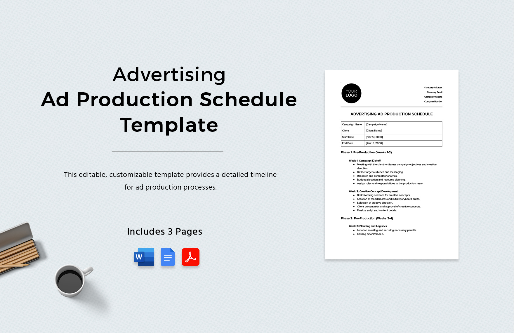 Advertising Ad Production Schedule Template