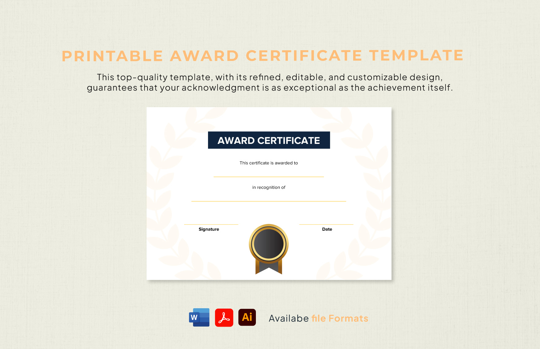 Printable Award Certificate Template