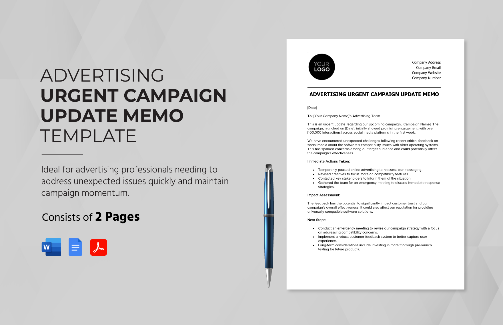 Advertising Urgent Campaign Update Memo Template