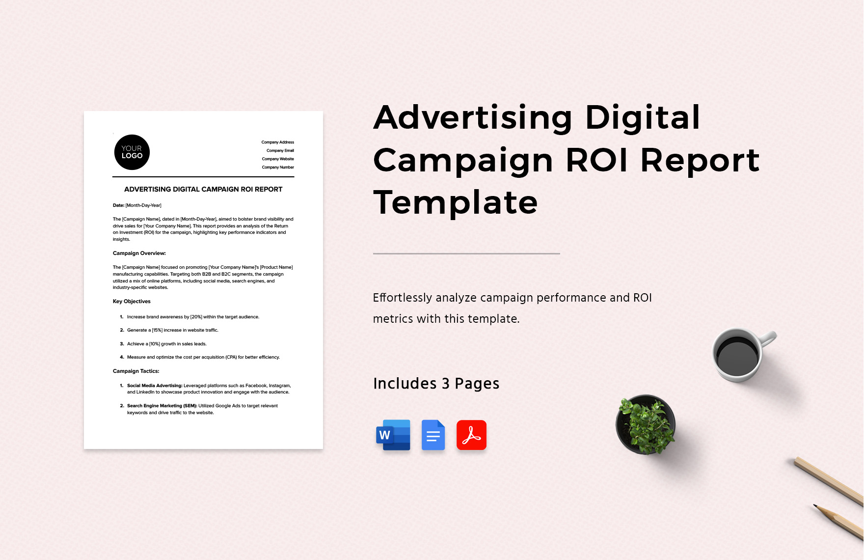 Advertising Digital Campaign ROI Report Template