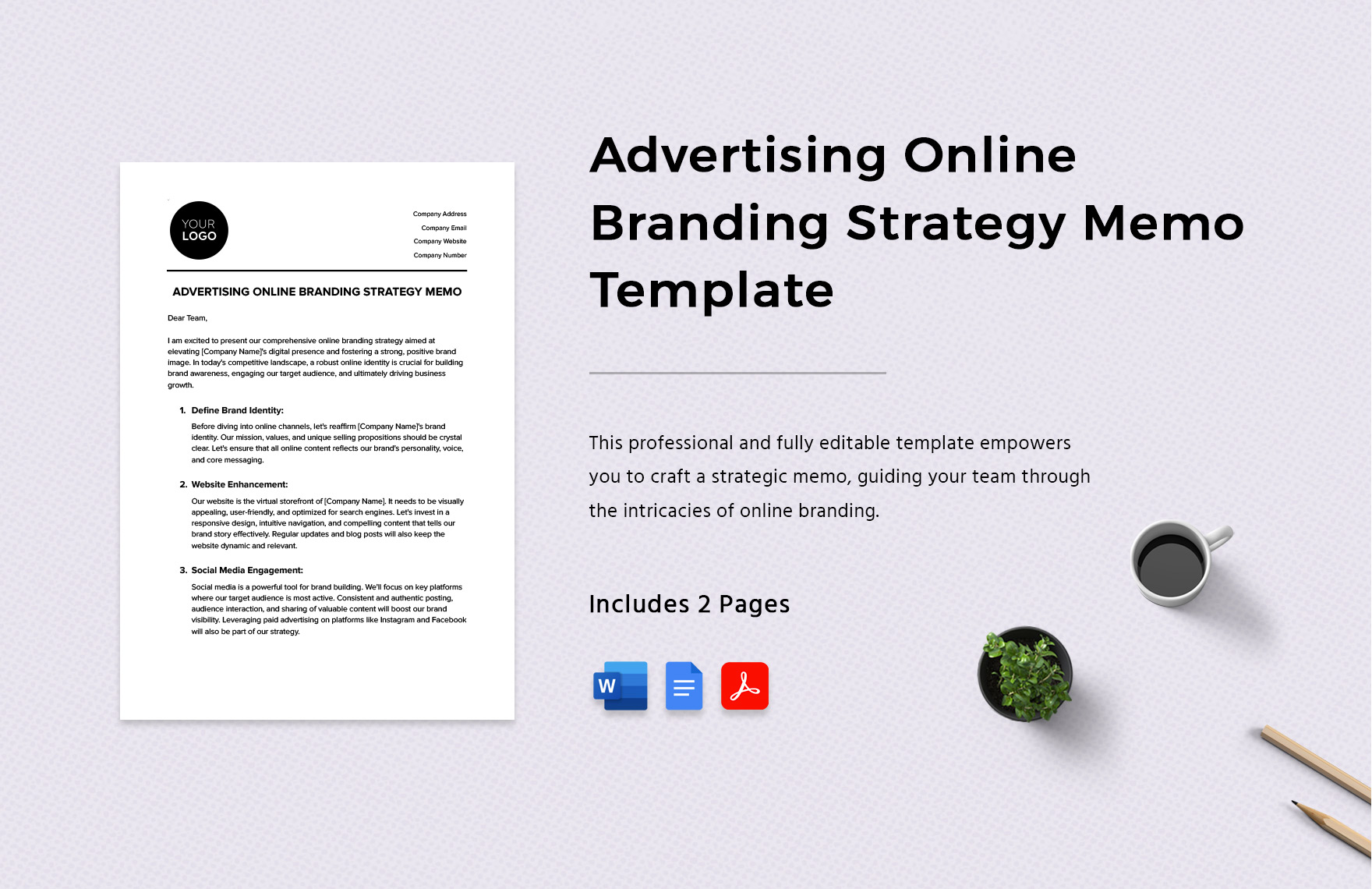 Advertising Online Branding Strategy Memo Template