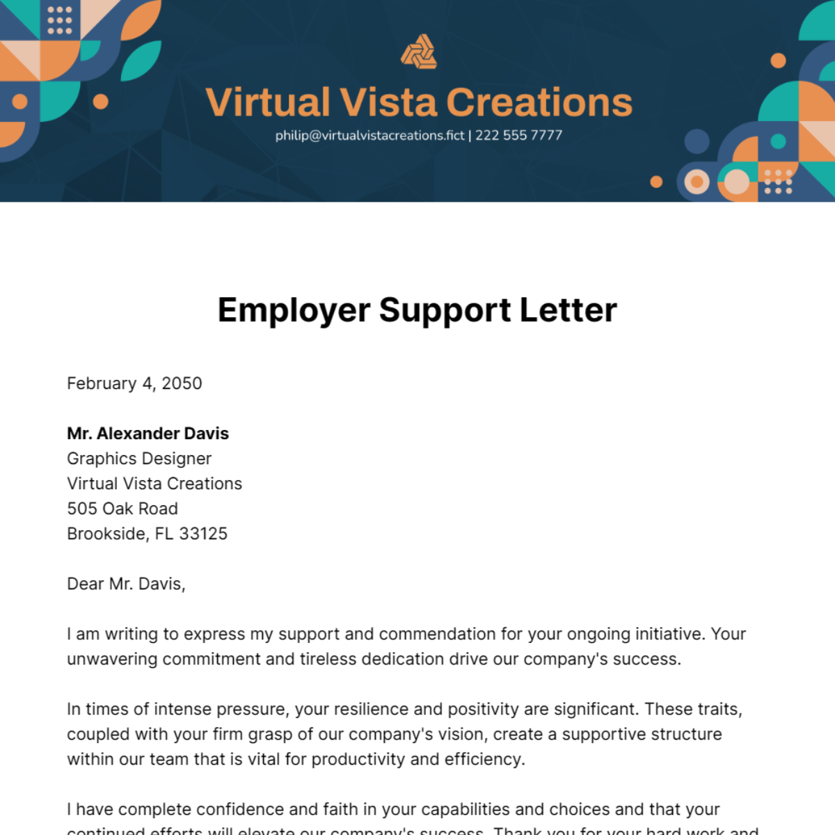 Free Employer Support Letter Template