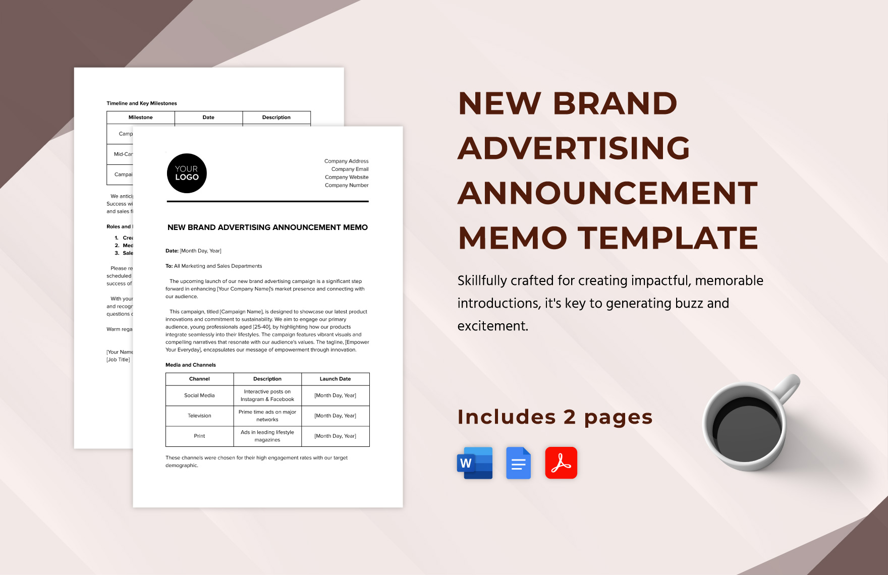 New Brand Advertising Announcement Memo Template