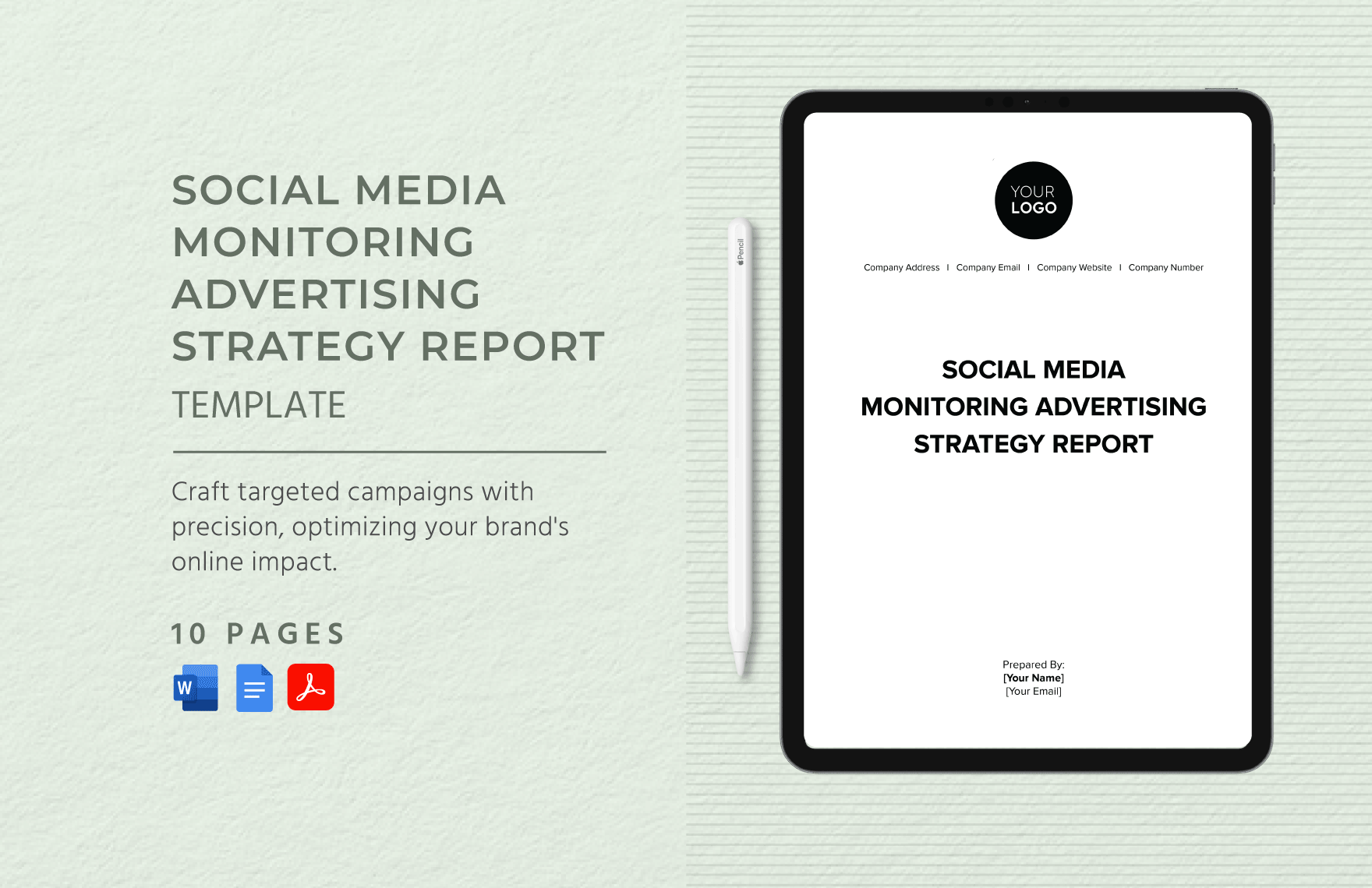 Social Media Monitoring Advertising Strategy Report Template