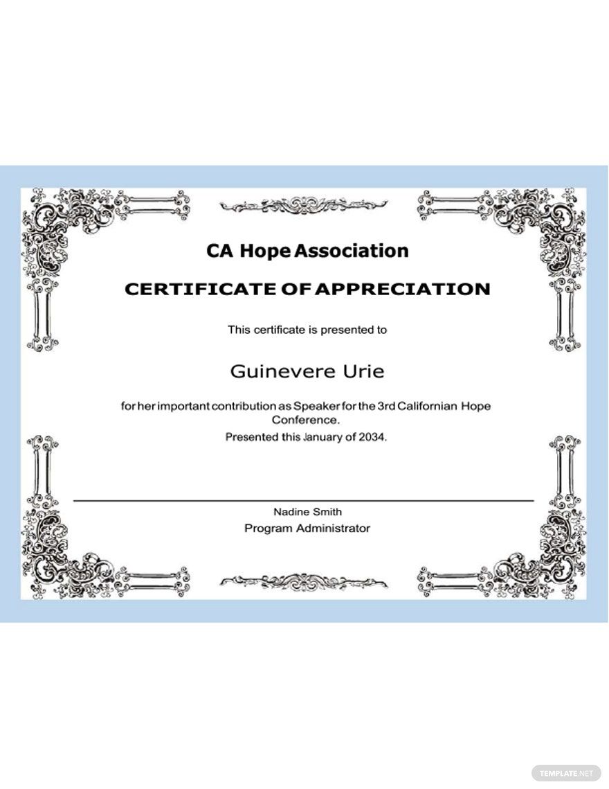 Elegant Appreciation Certificate Template