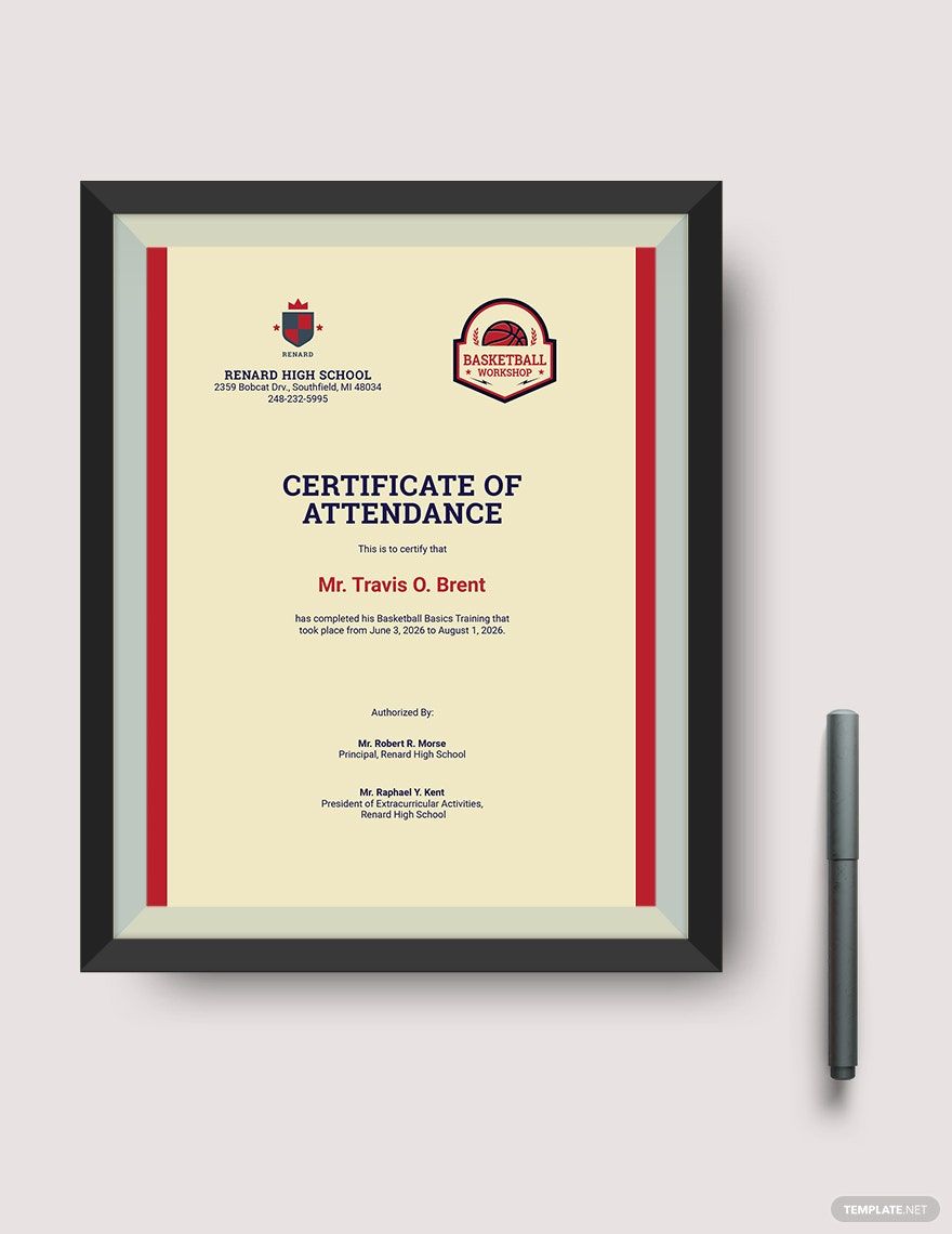 Basketball Training Certificate Template