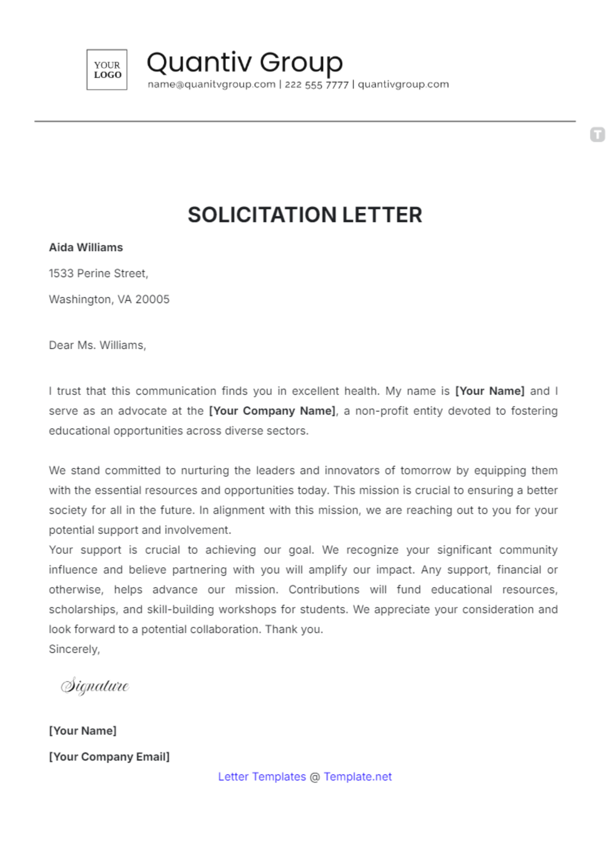 Free Solicitation Letter Template