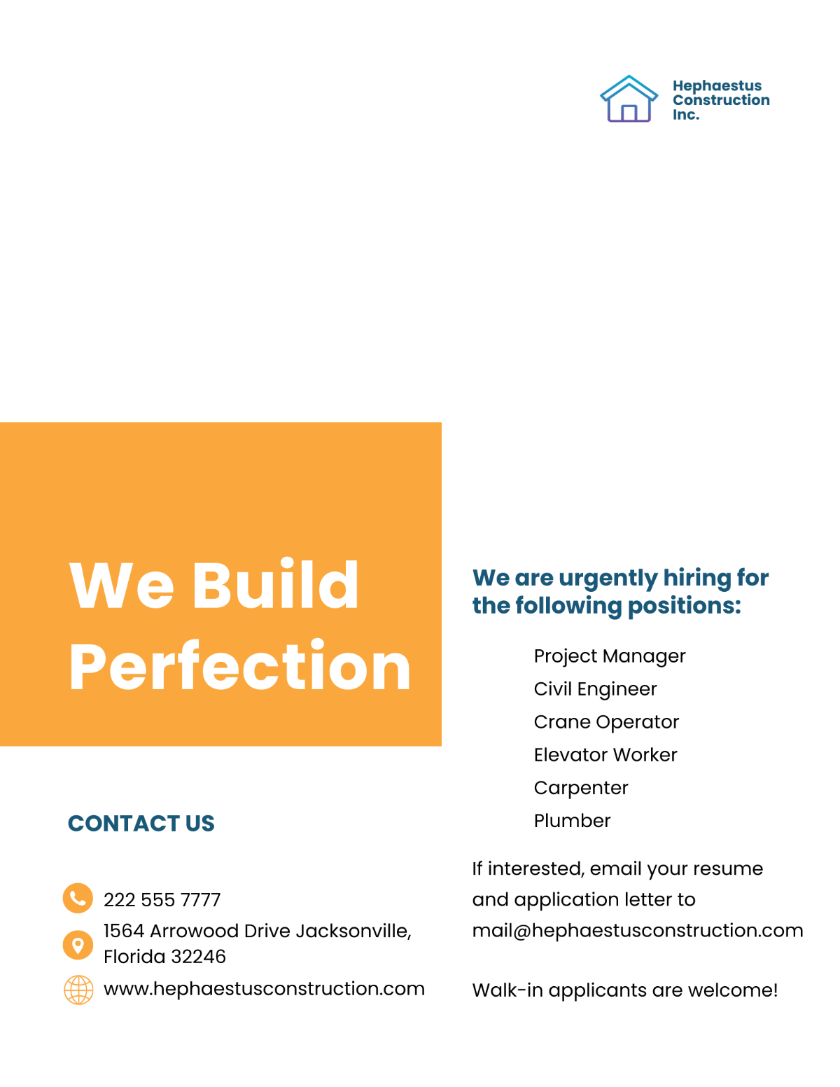 Free Construction Job Advertisement Flyer Template