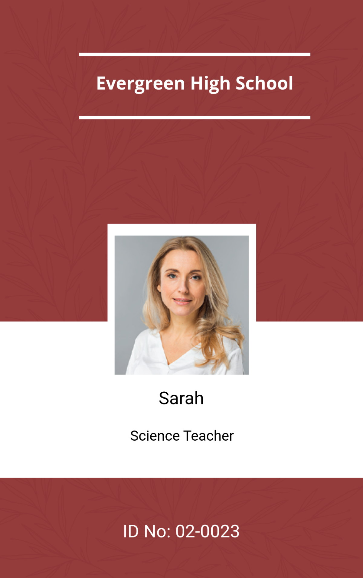 Free Professional Teacher ID Card Template