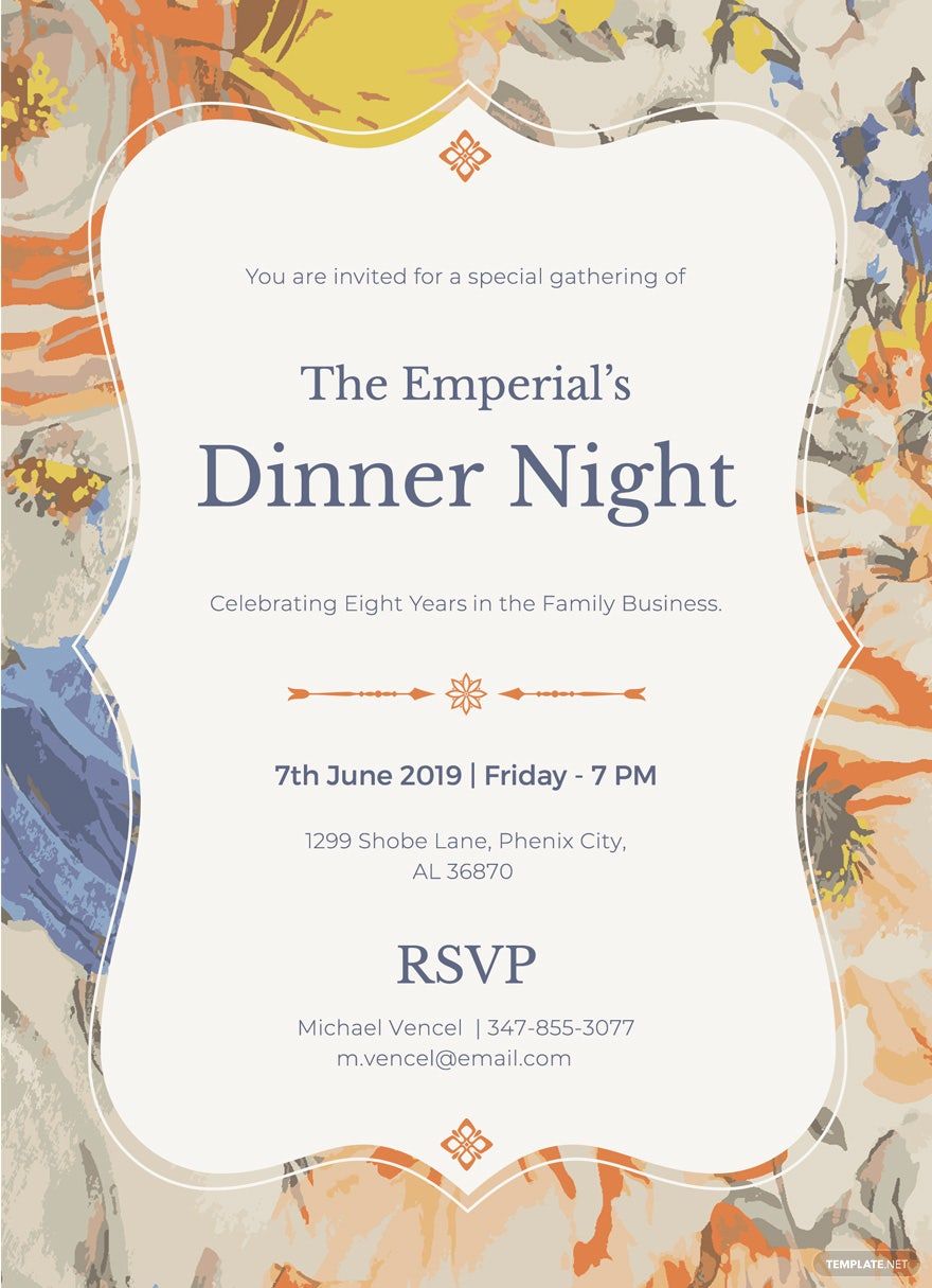 Simple Formal Dinner Invitation Template in Word, Pages, Publisher, Illustrator, PSD, Outlook, Google Docs - Download | Template.net