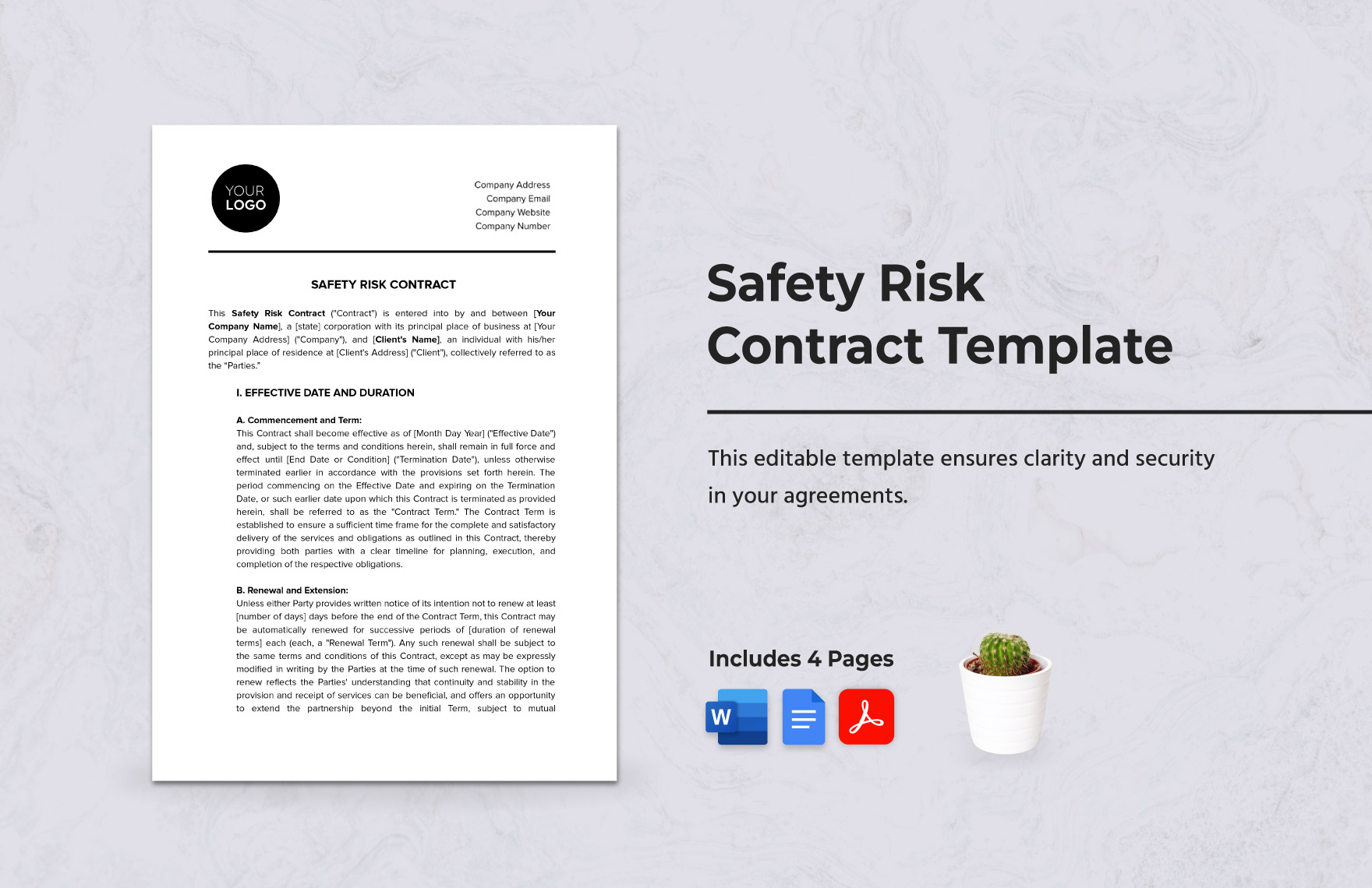 Safety Risk Contract Template