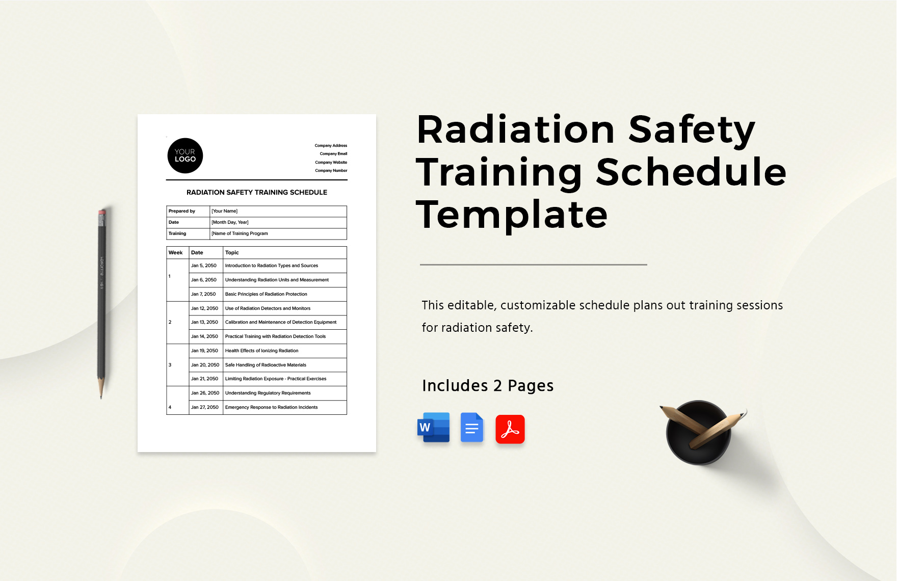 Radiation Safety Training Schedule Template