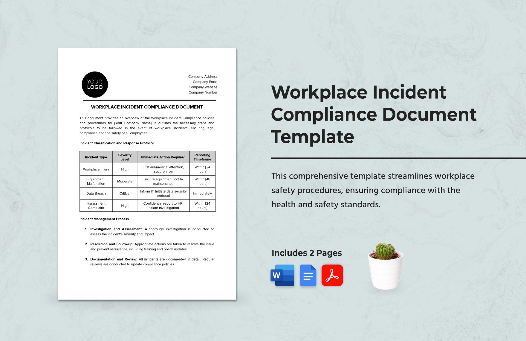 Workplace Incident Compliance Document Template