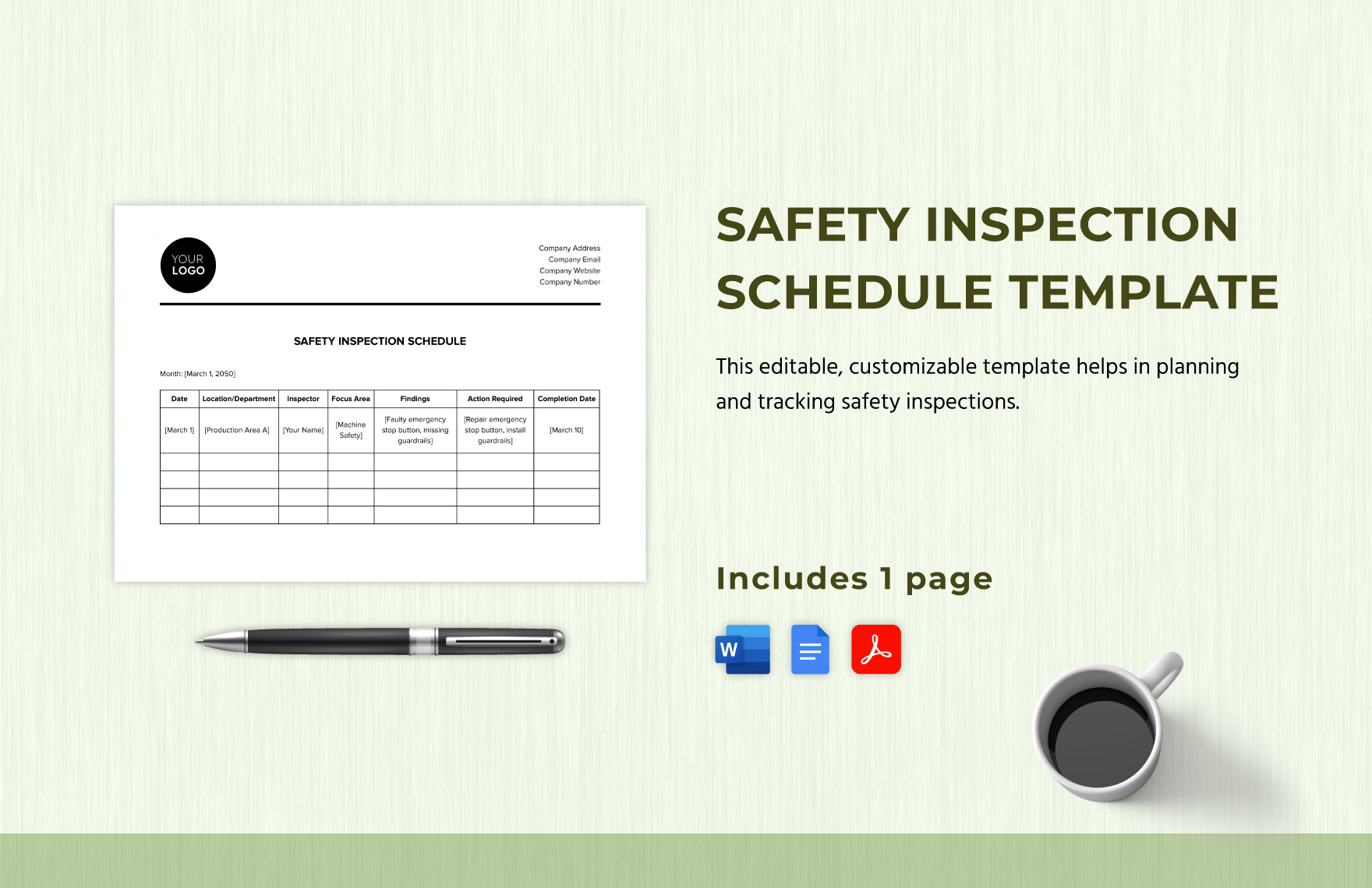 Safety Inspection Schedule Template