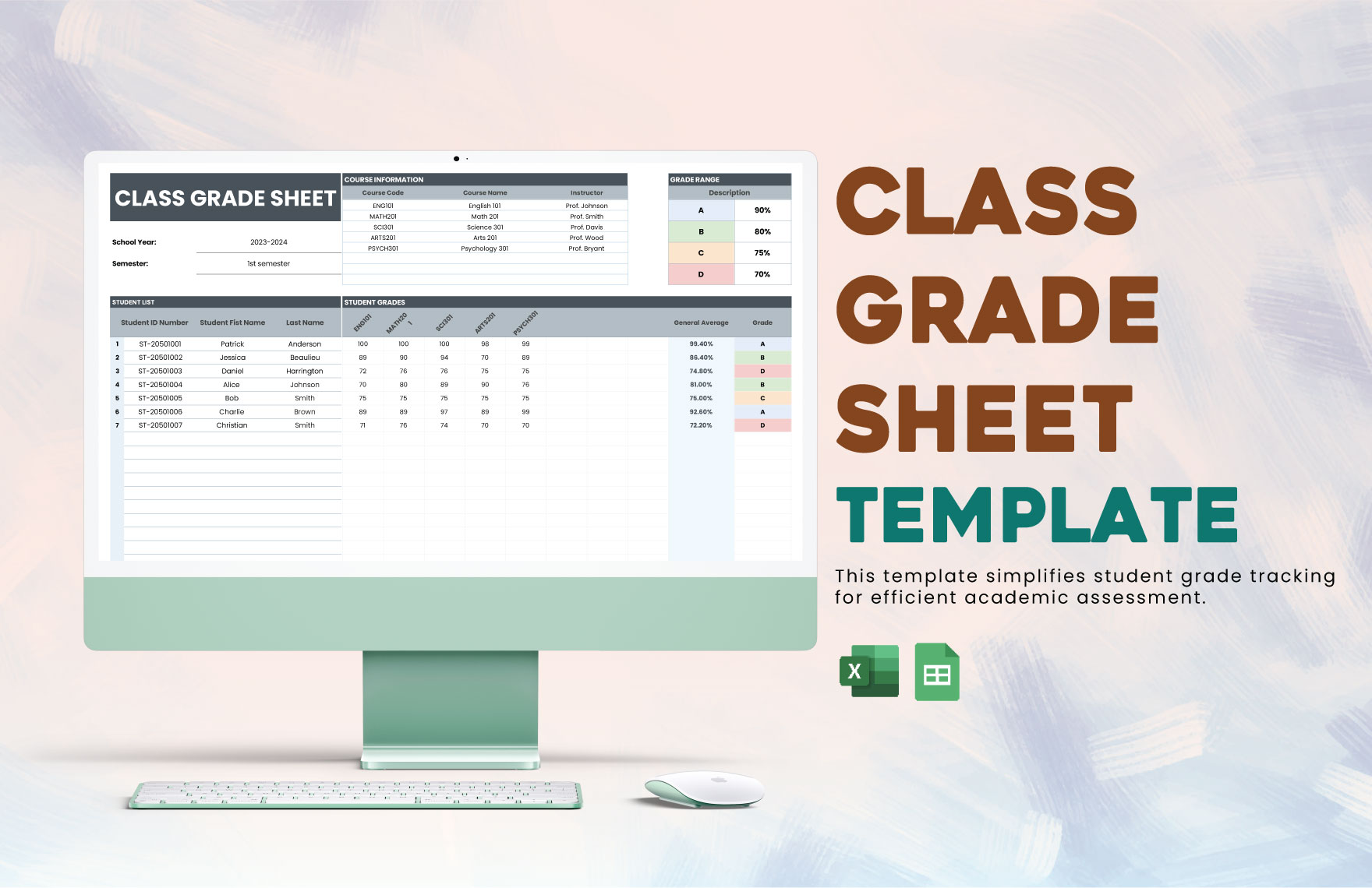 Class Grade Sheet Template