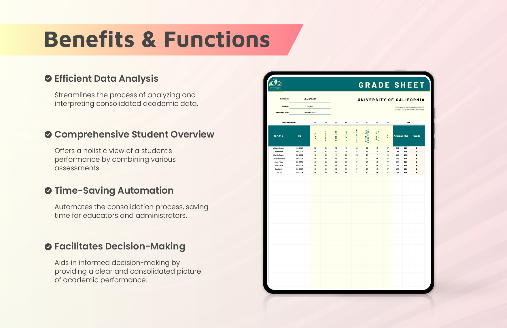 Consolidated Grade Sheet Template