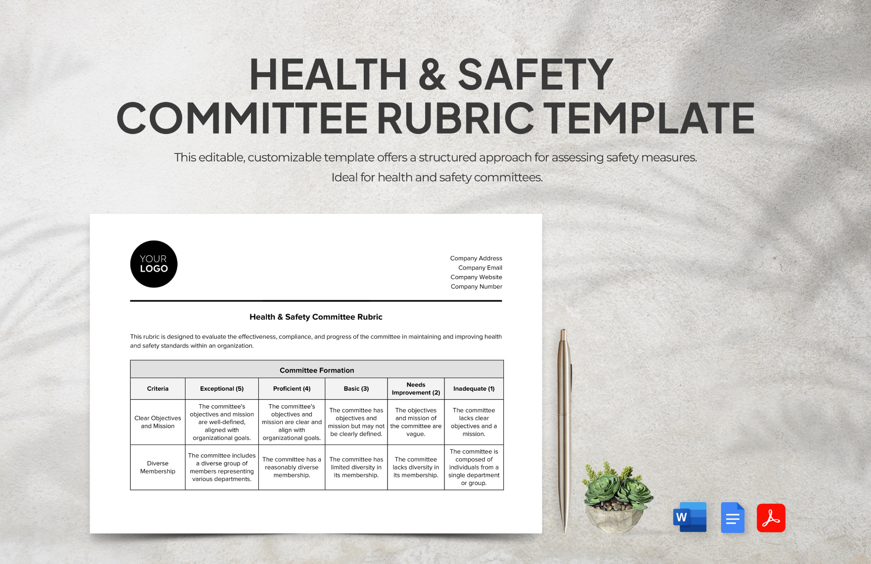 Health & Safety Committee Rubric Template