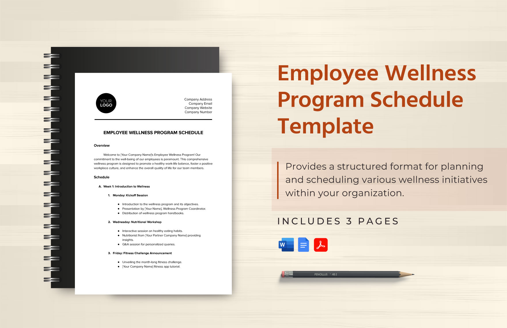 Employee Wellness Program Schedule Template