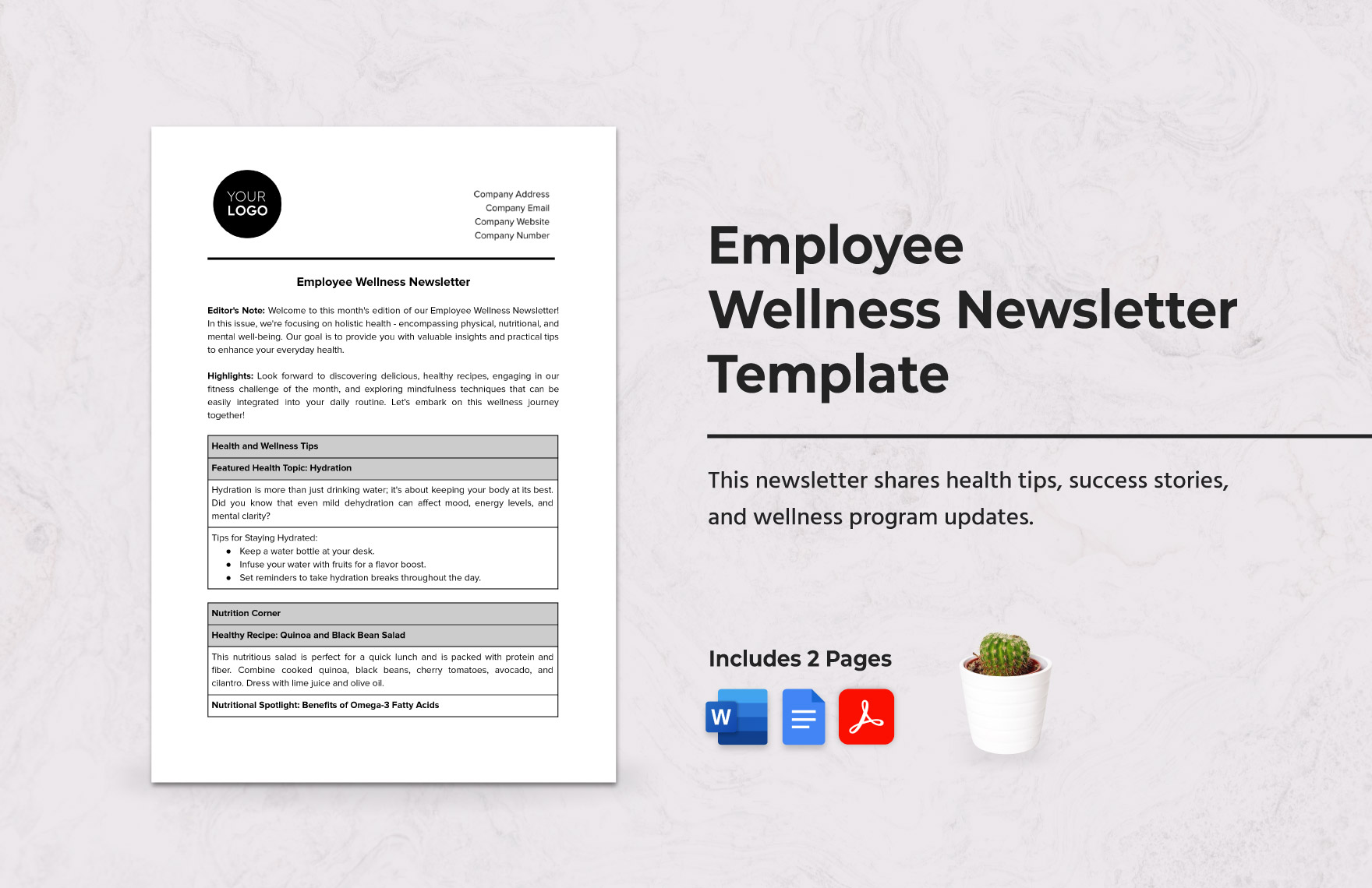 Employee Wellness Newsletter Template