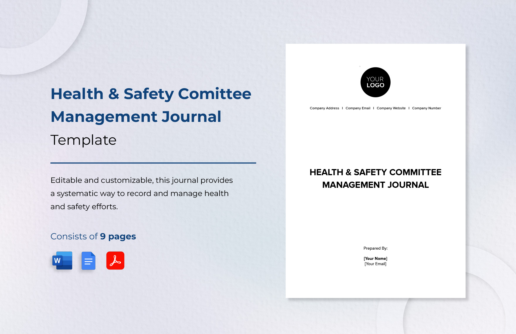 Health & Safety Committee Management Journal Template