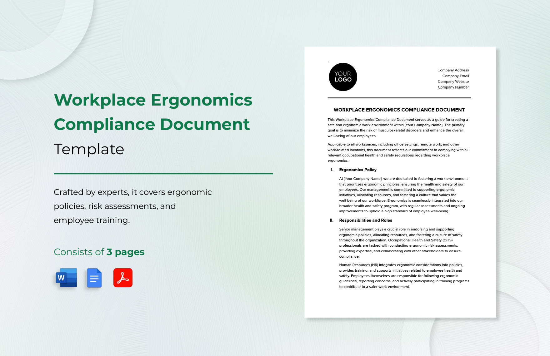 Workplace Ergonomics Compliance Document Template