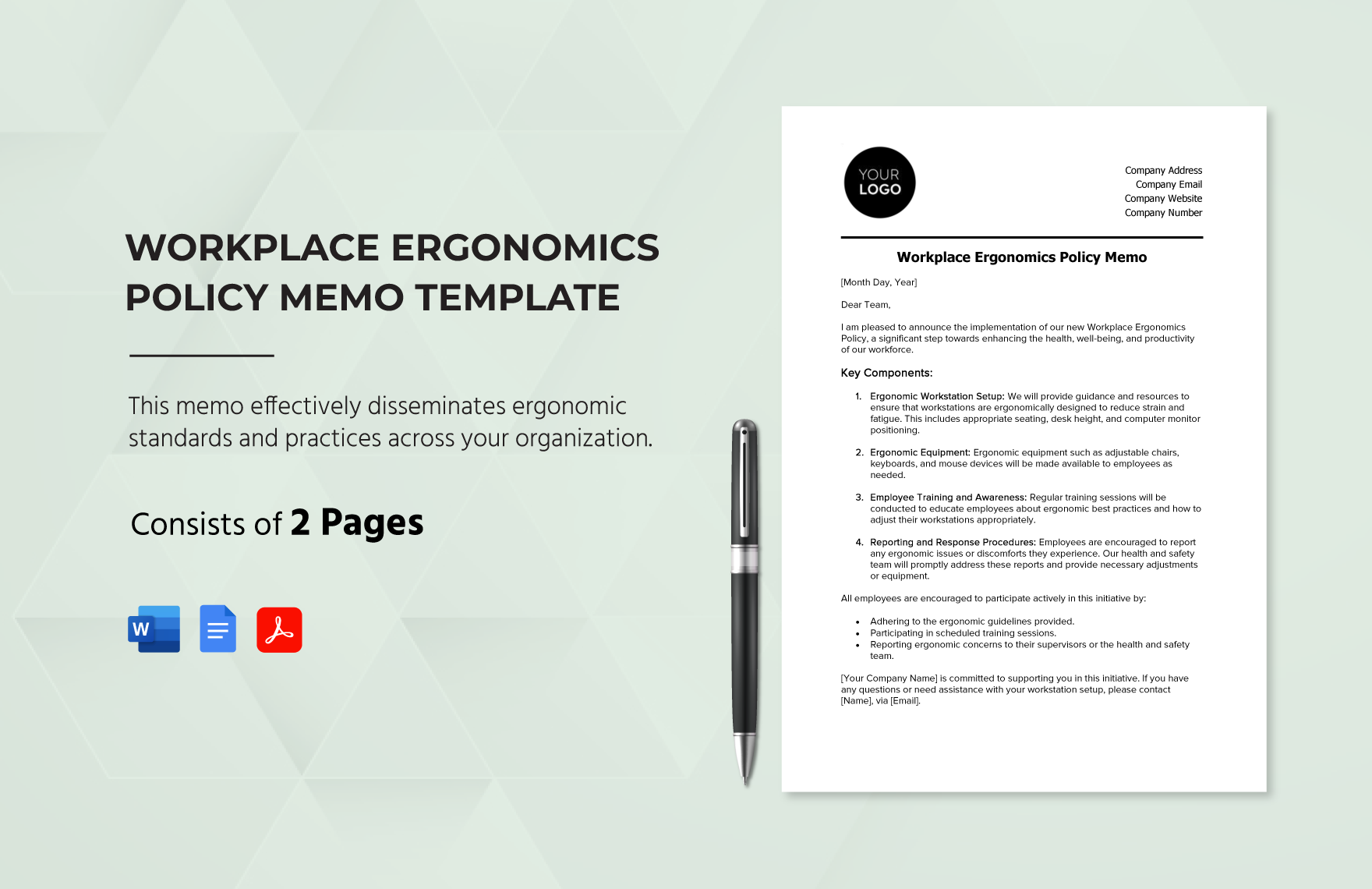 Workplace Ergonomics Policy Memo Template