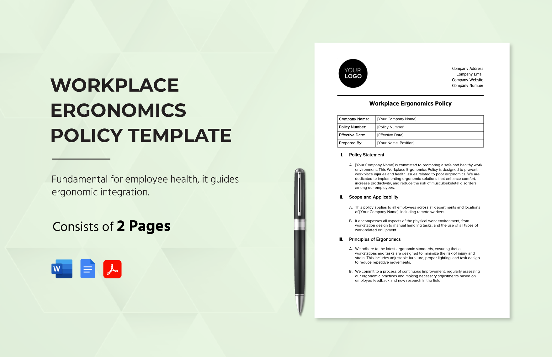 Workplace Ergonomics Policy Template