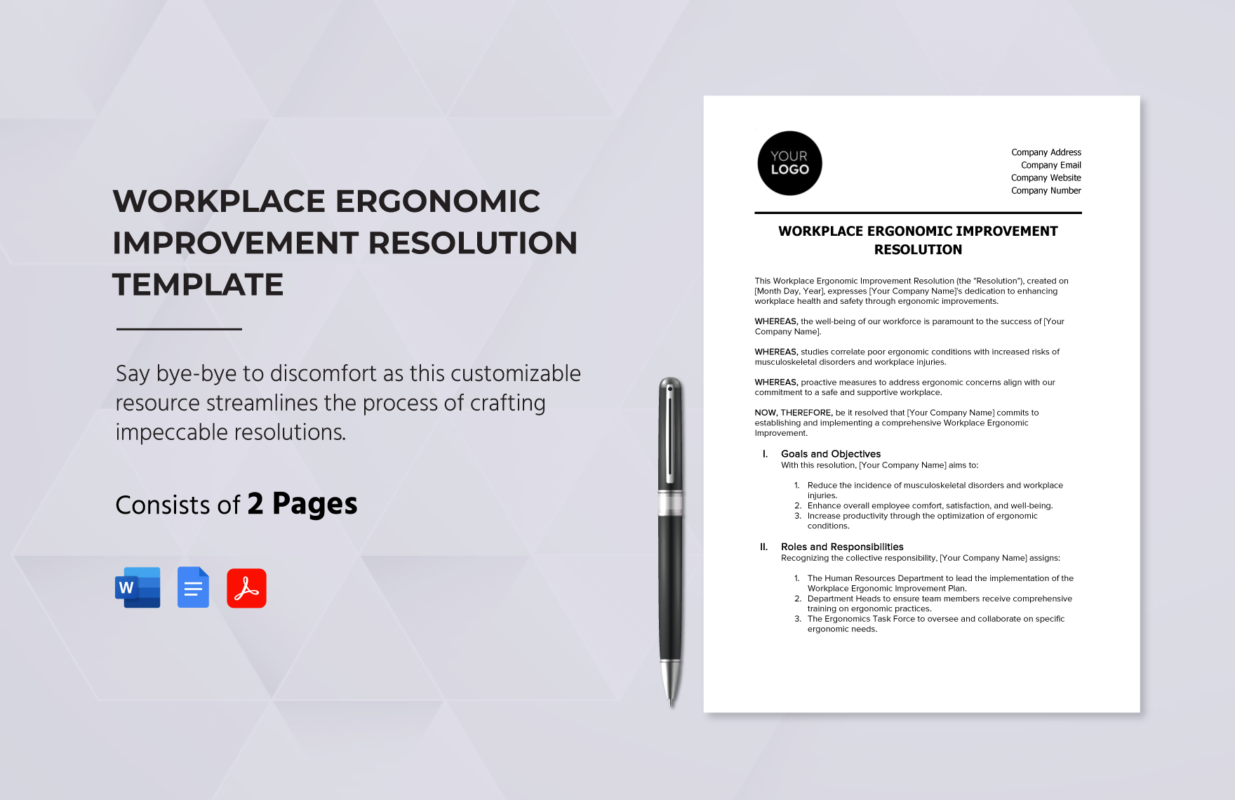 Workplace Ergonomic Improvement Resolution Template