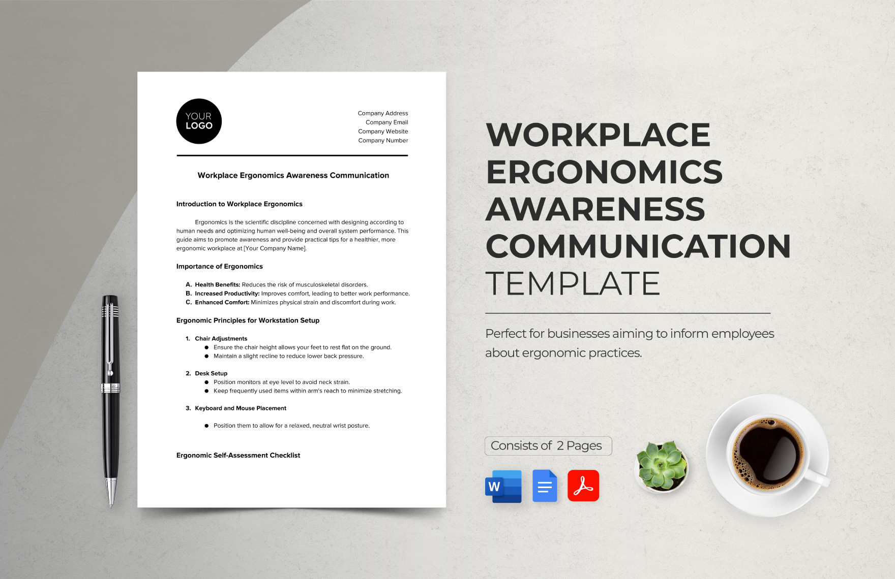 Workplace Ergonomics Awareness Communication Template