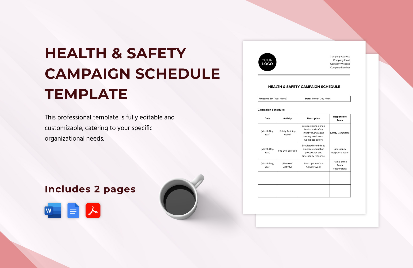 Health & Safety Campaign Schedule Template