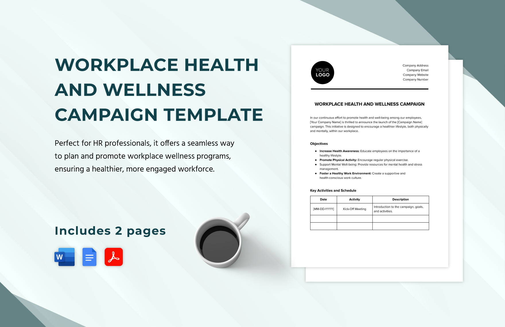 Workplace Health and Wellness Campaign Template in Word, Google Docs, PDF