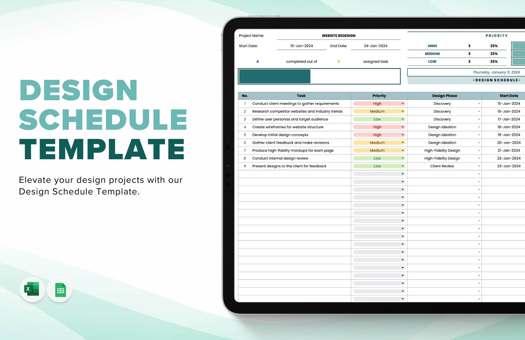 Design Schedule Template