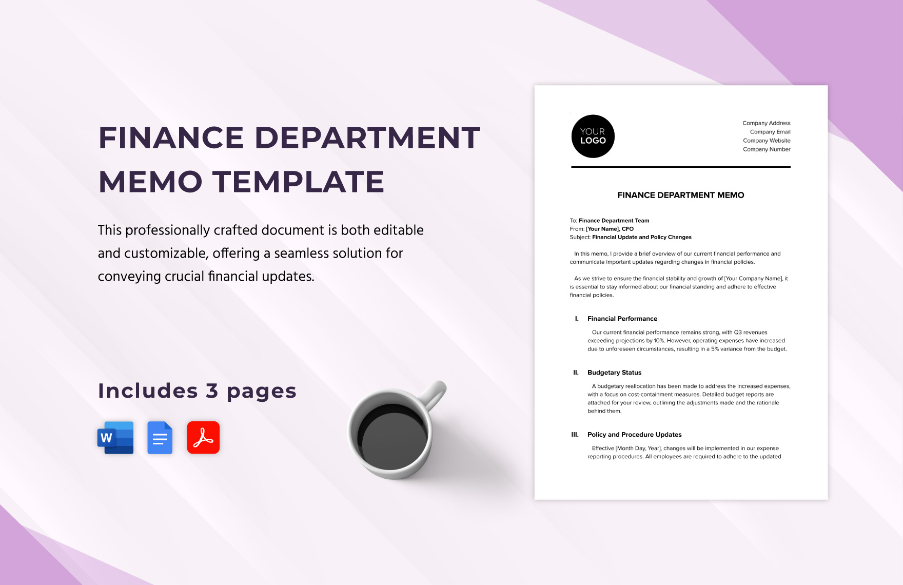 Finance Department Memo Template