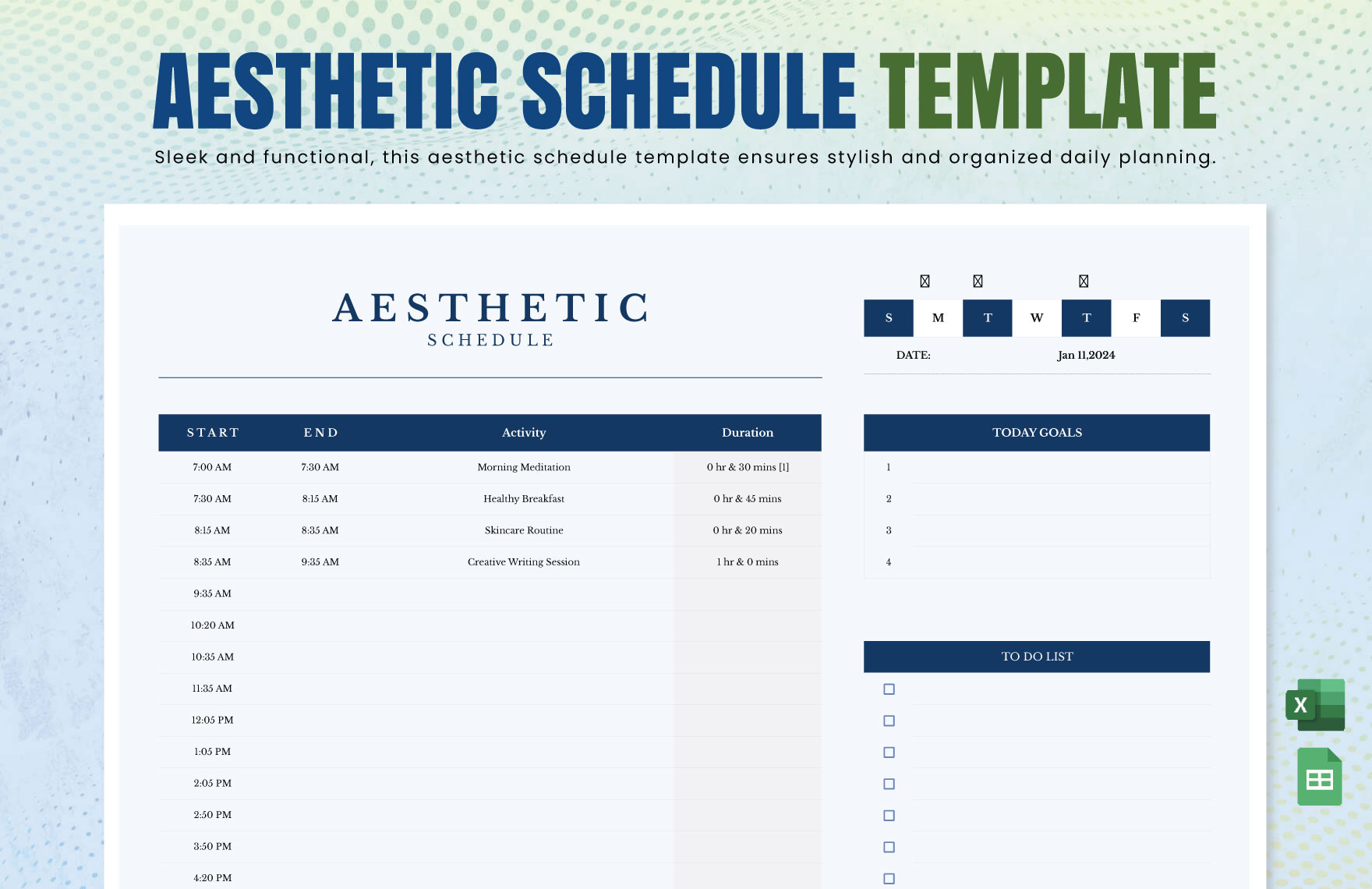 Aesthetic Schedule Template