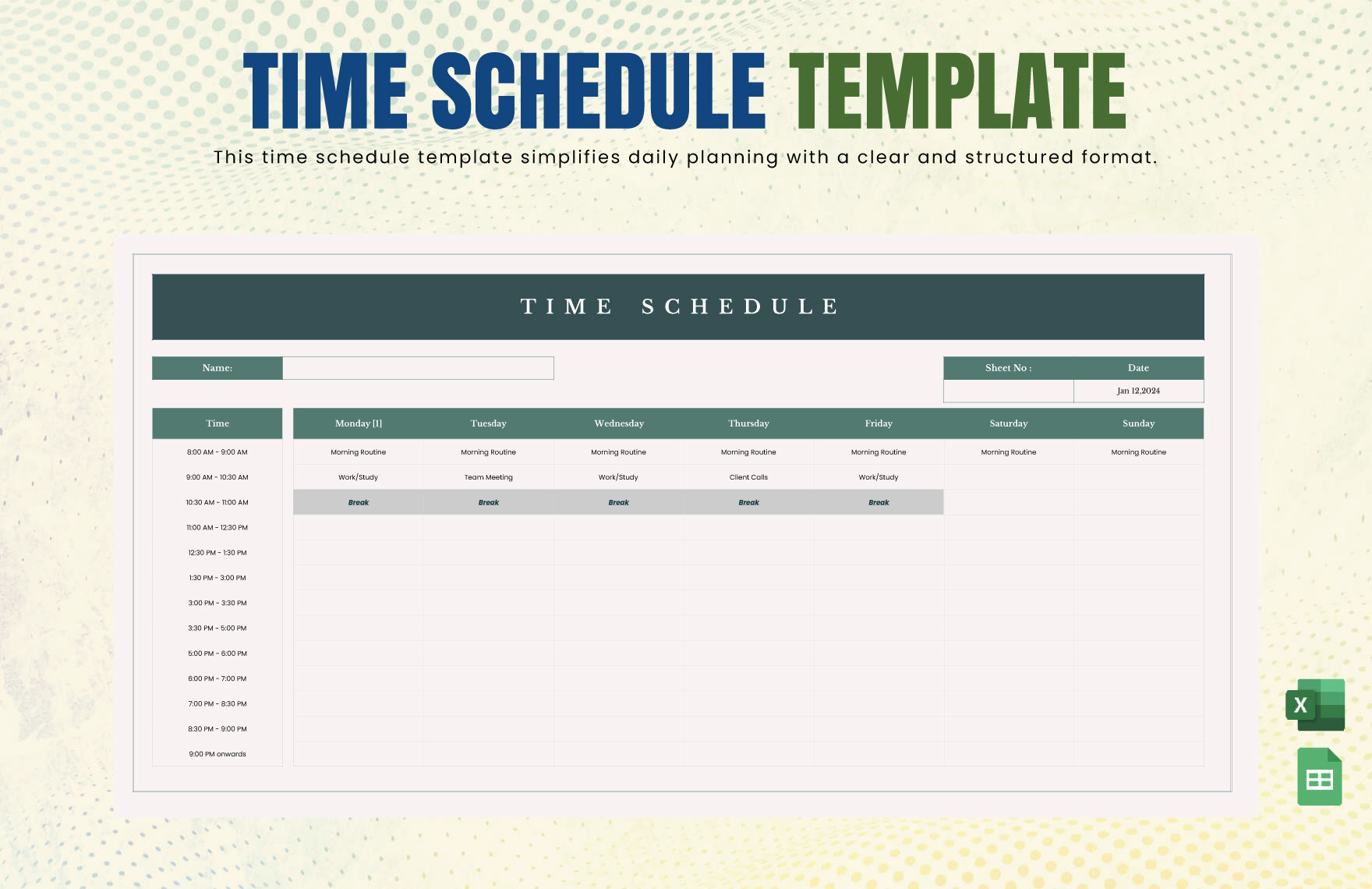 Time Schedule Template