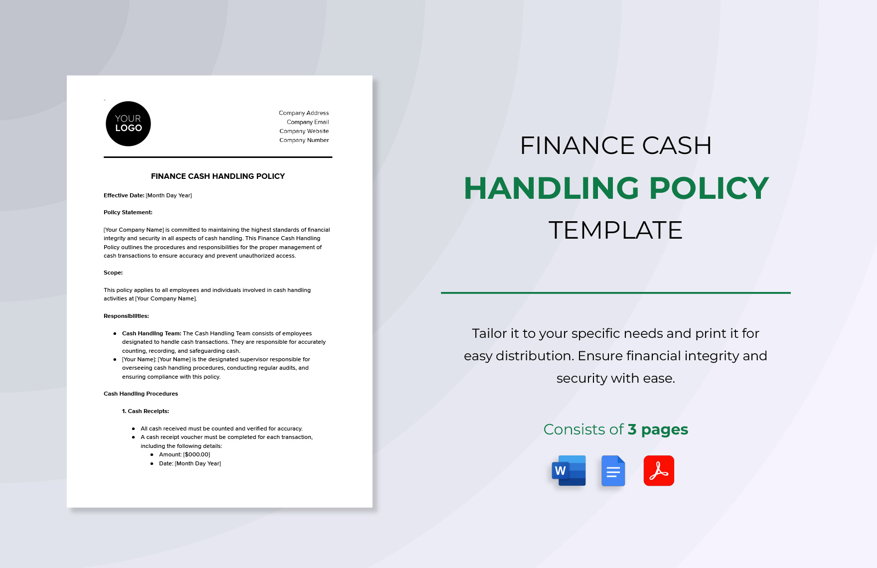 Finance Cash Handling Policy Template