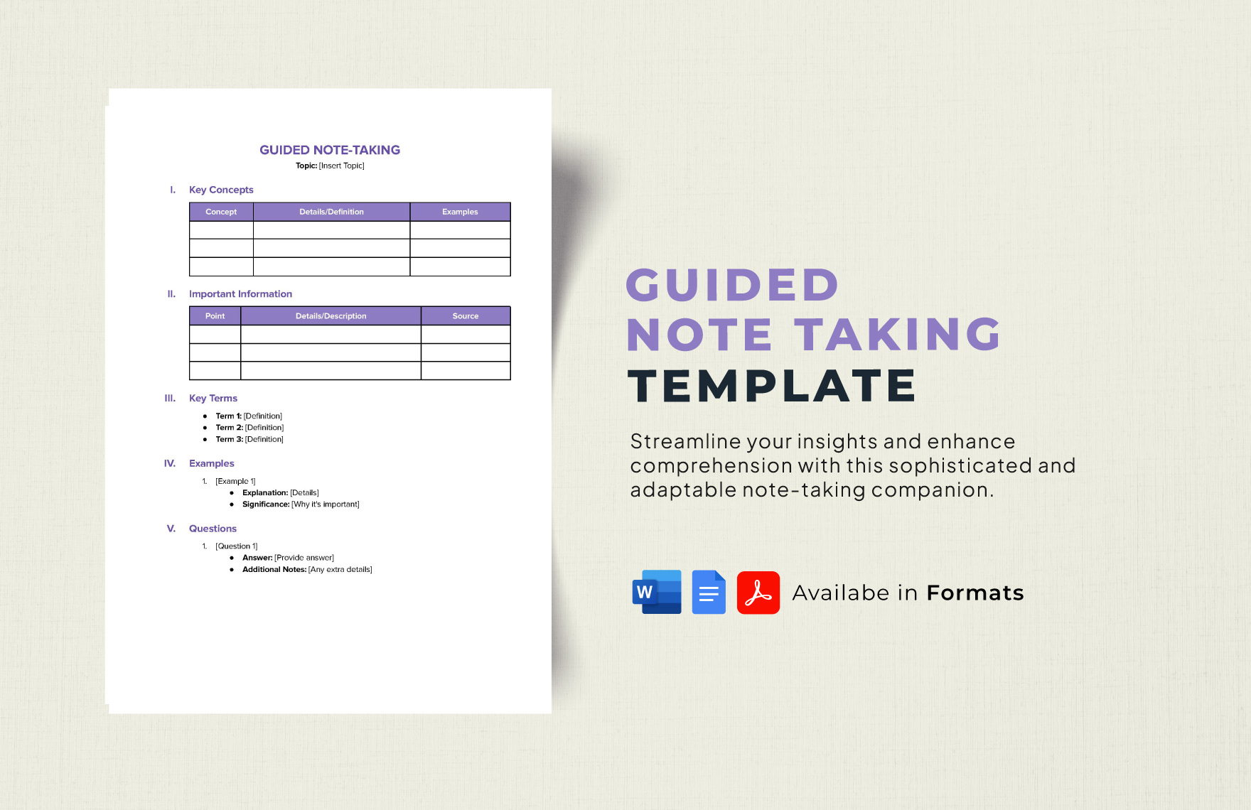 Guided Note Taking Template