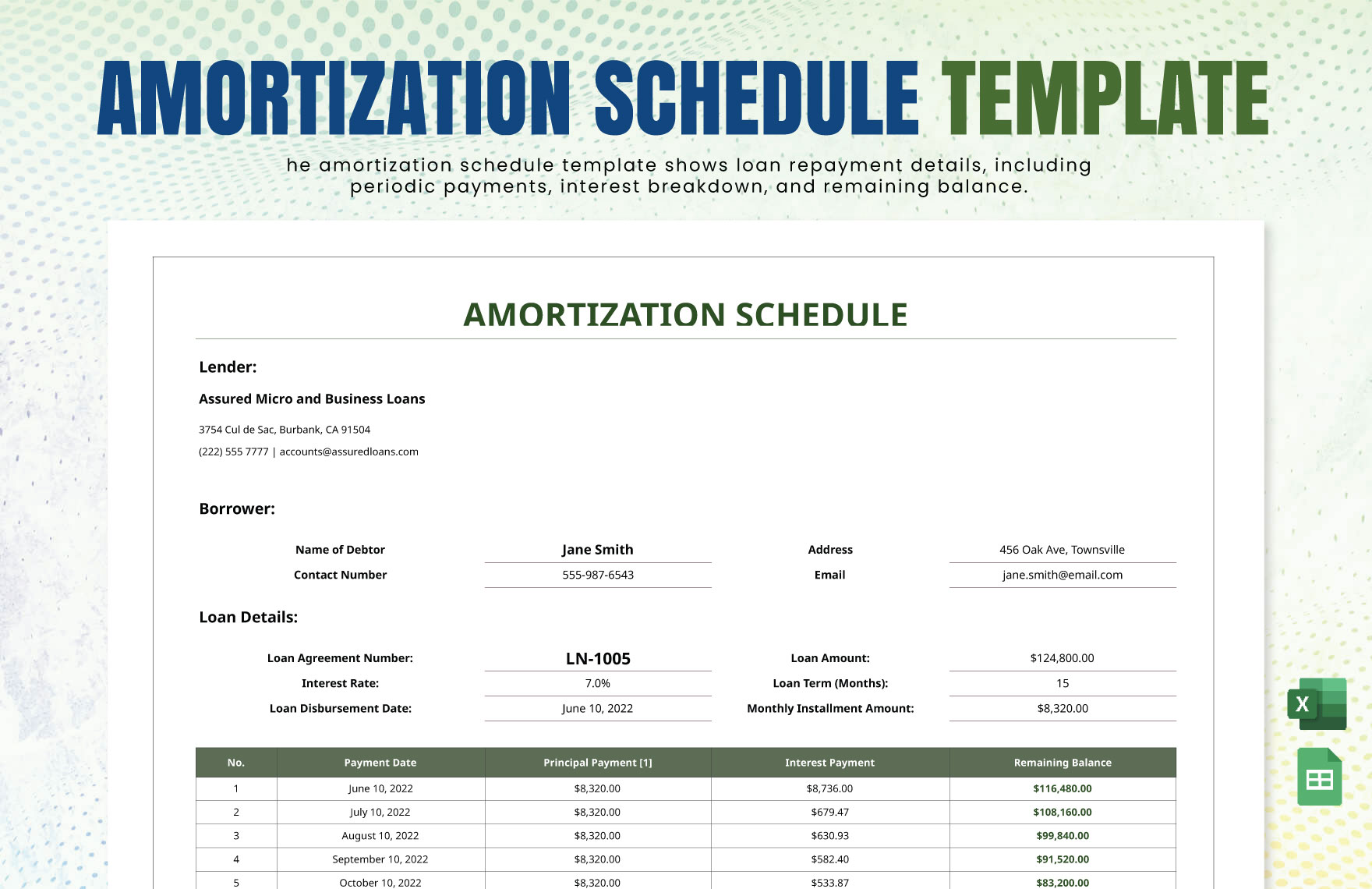 Amortization Schedule Template