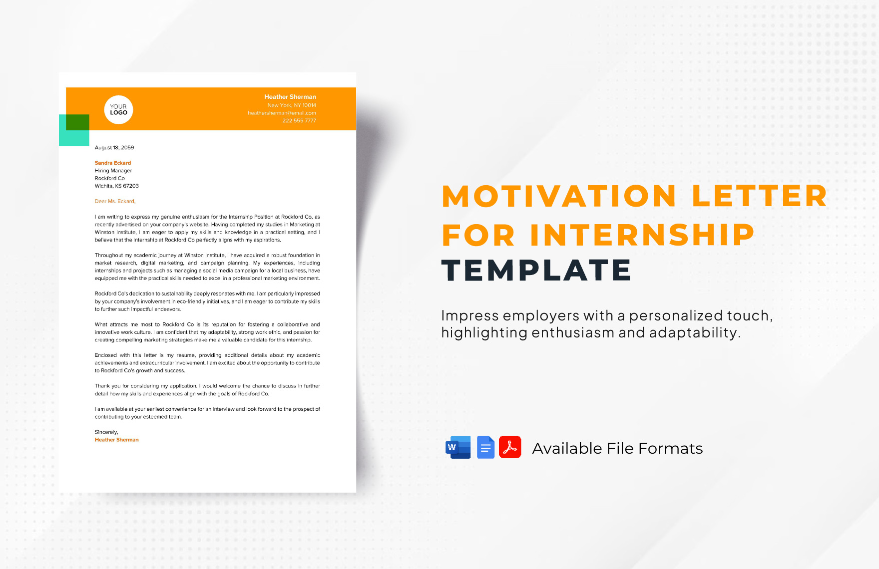 Motivation Letter for Internship Template