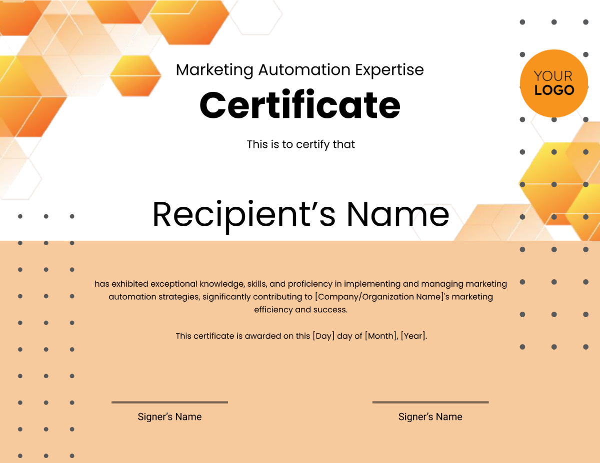 Marketing Automation Expertise Certificate Template - Edit Online & Download