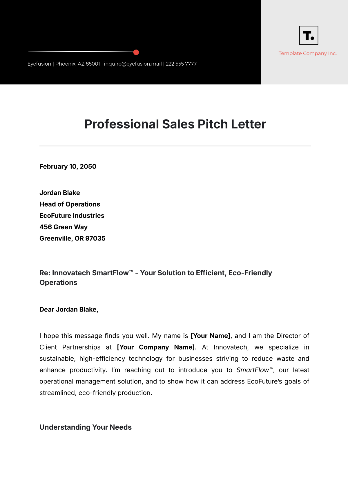 Free Professional Sales Pitch Letter Template