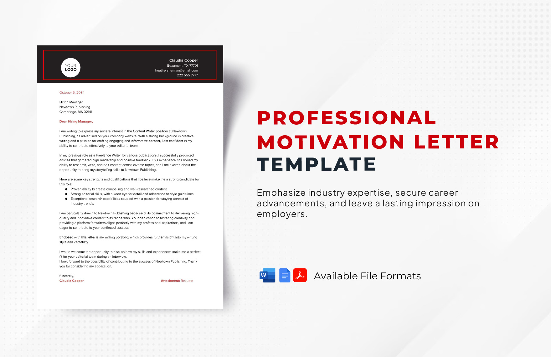 Professional Motivation Letter Template