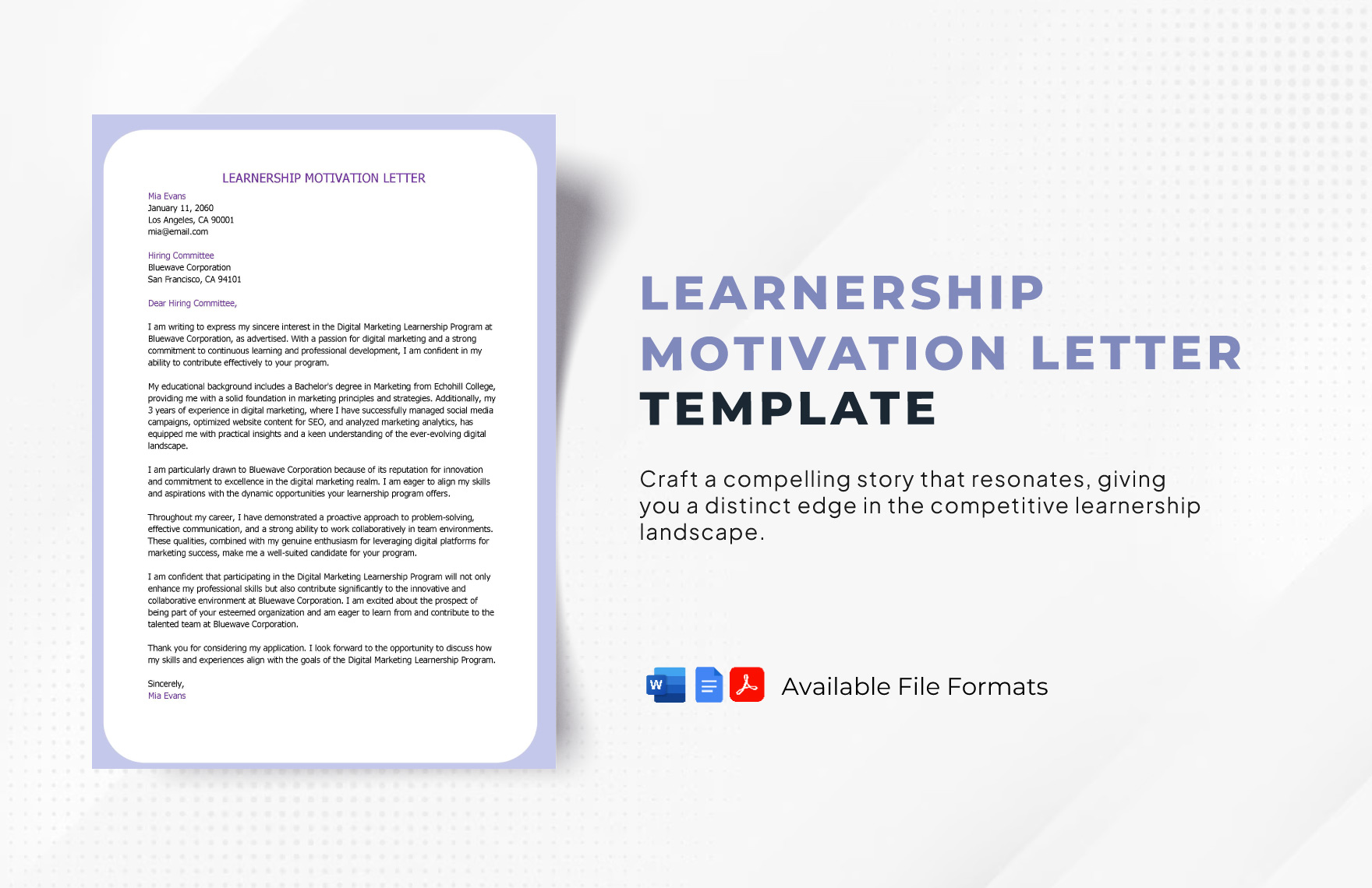 Learnership Motivation Letter Template