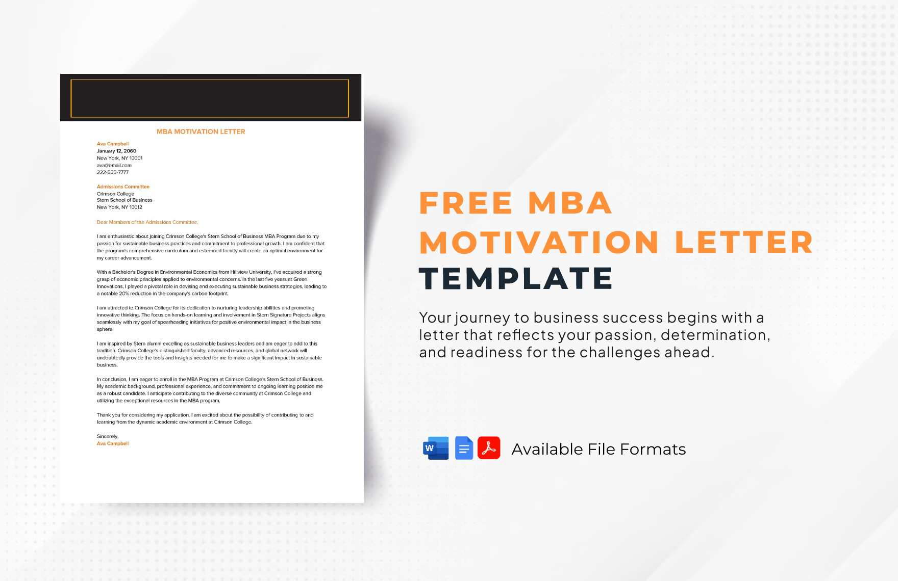 MBA Motivation Letter Template